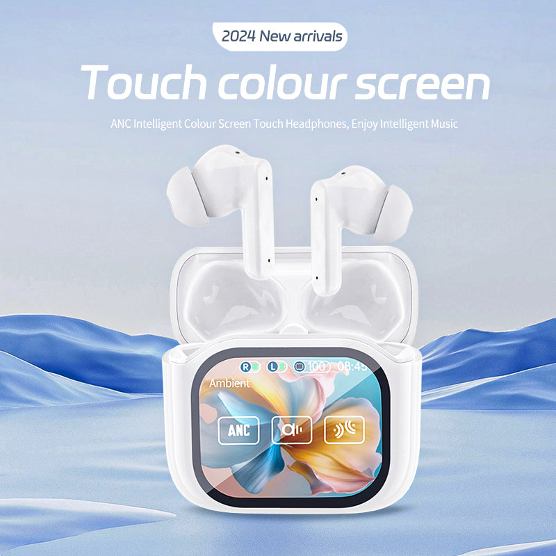 GX19 TWS Bluetooth Headphones with Touch Screen, Active Noise Cancellation,  AI Translator Function