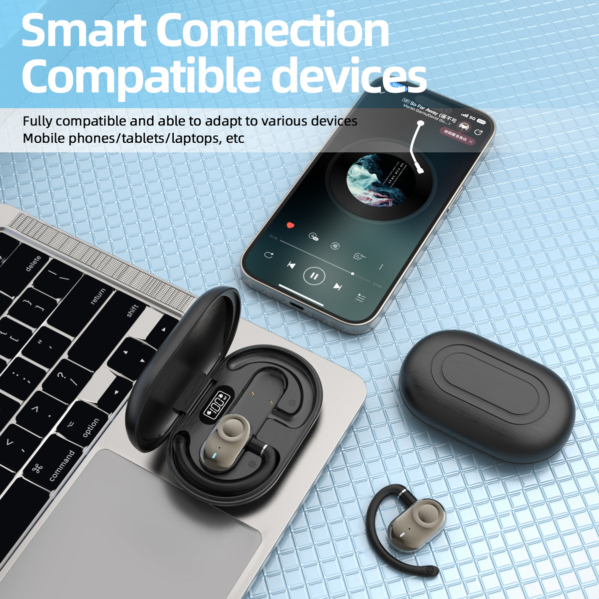 GX18 AI Translation Headphones Hi-Fi Stereo Headphones Digital Display Sports Headphones