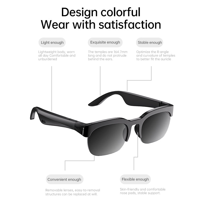 GX89 Sunglasses Bluetooth Headphones with LED Battery Indicator, UV Protection