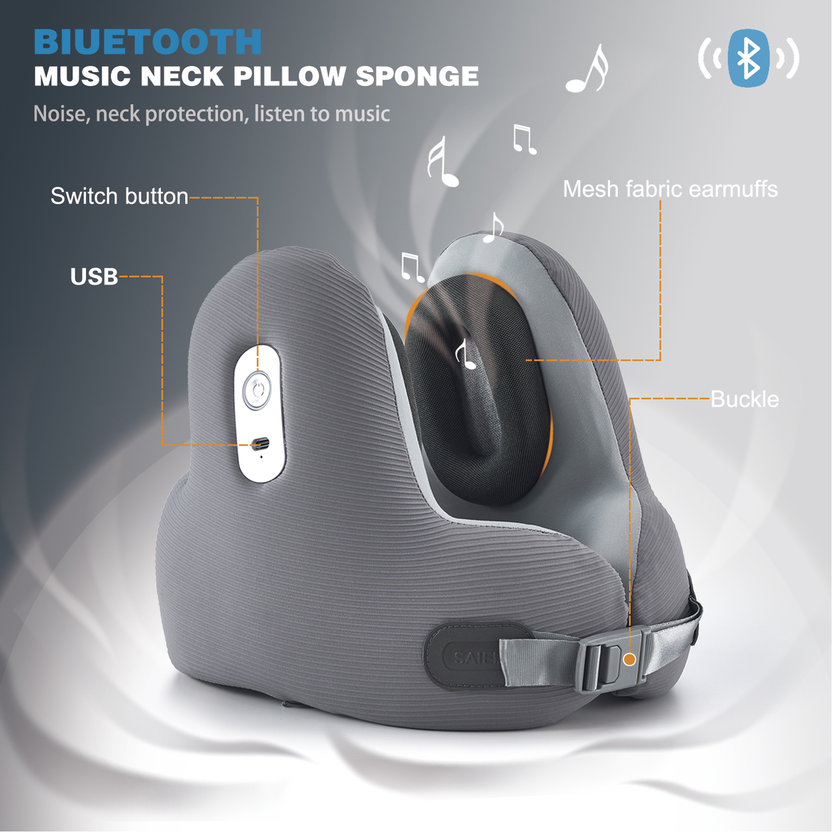 2026 New 2-in-1 Bluetooth Headphones Travel Neck Pillow Ergonomic with Bluetooth Function