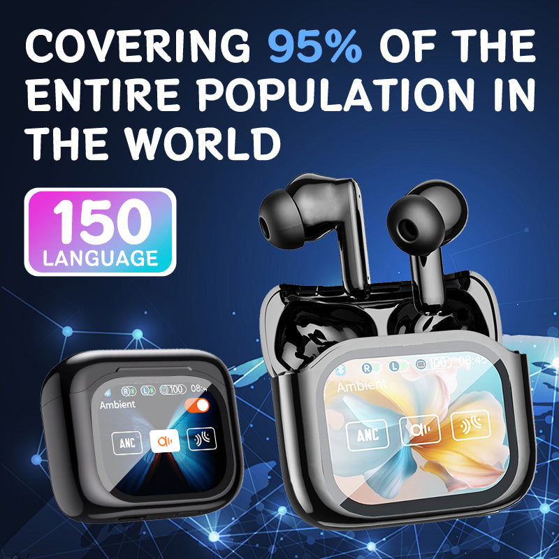 GX19 TWS Bluetooth Headphones with Touch Screen, Active Noise Cancellation,  AI Translator Function