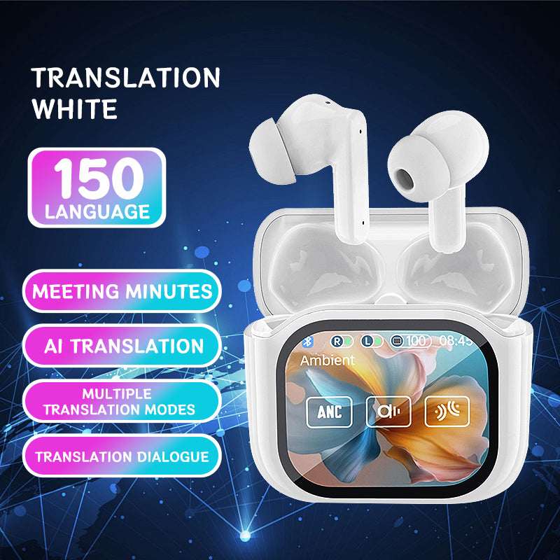 GX19 TWS Bluetooth Headphones with Touch Screen, Active Noise Cancellation,  AI Translator Function